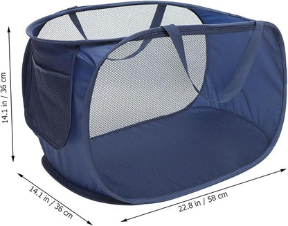 Alipis Large Foldable Mesh Laundry Basket Portable Collapsible Laundry Hamper with Wire Frame for Home Dorm Outdoor Use Space Saving Clothes Storage Organizer