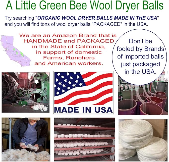 Three Eco-friendly 100% Wool Dryer Ball Gift Set -Handmade in USA- Premium Wool from American Farms, Soft, X-large, Natural and Unscented, Small Family Set of 3