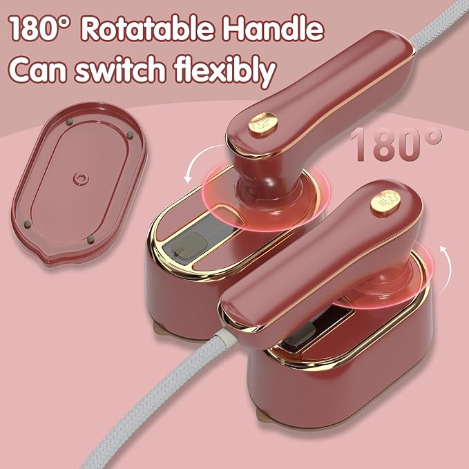 Travel Steamer Iron for Clothes Mini - Portable Ironing Machine Travel Small Size Portable Steamer Travel College Dorm Home Essentials (Winered)