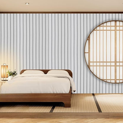 White Wood Slat Wallpaper - Peel & Stick Self-Adhesive (23.6" x 200" Large Roll), Wood Effect Contact Paper for Walls, Removable DIY Wall Covering for Bedroom, Living Room & Accent Walls