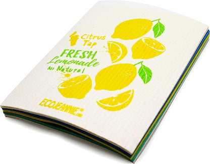 (5 Pack) Eco-Friendly German Cleaning Cloth 100% Biodegradable Cellulose Sponge Cloths, Kitchen Cloths, GMO-Free, Reusable - Made in Germany Packaged in P.R.C.