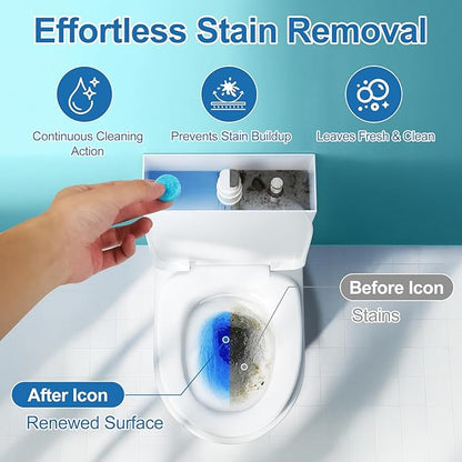 Automatic Toilet Bowl Cleaner Tablets,Blue toilet seat, Descale & Deodorize, Septic-Safe, Continuous Cleaning, Fresh Scent, Drop-In Tank Cleaner effective to use Works with Toilets 50 Pack-Fresh Scent