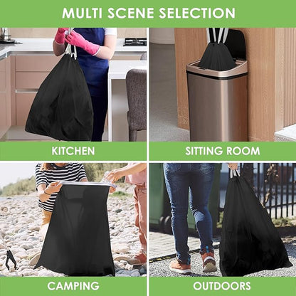 8 Gallon Small 120 Counts Strong Drawstring Trash Bags Garbage Bags by Teivio, Bathroom Trash Can Bin Liners, Plastic Bags for home office kitchen, Black