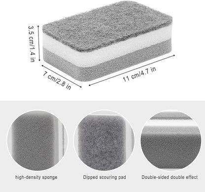 Sponge Individually Wrapped, Kitchen Dishwashing Sponges Bulk, Non Scratch Dishes Scouring Pad, Odor-Free Cleaning Sponge Wipes Scrubber Suitable for Travel Camping Apartments(24 Pack)