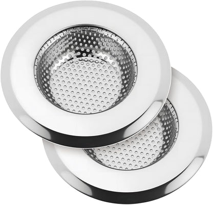 Kitchen Sink Drain Strainer, Premium Stainless Steel Rust-Proof Wide Rim Kitchen Drain Strainer Stopper Filter Basket for Kitchen Sinks (2 Pack)