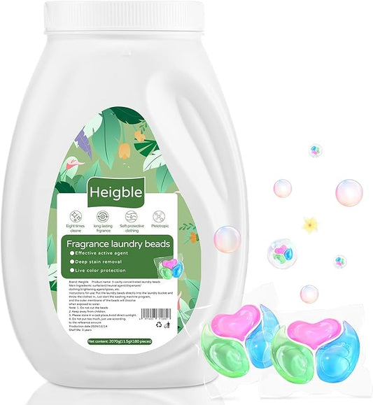 180 Count Laundry Detergent Pods Bulk Washing Machine Detergent Pods 3-in-1 Concentrated for Visible and Invisible Dirt, Fruity Aroma