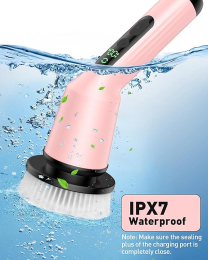 Electric Spin Scrubber for Cleaning Bathroom, Shower Scrubber Cordless Scrub Brush with IPX7 Waterproof & 2 Speed