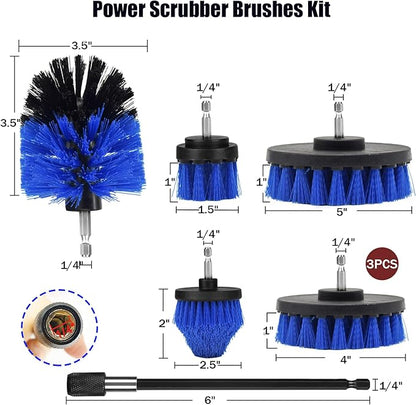 8 PackDrill Brush Attachment Set, 1/4in Power Scrubber Brush + Extend Long Rod, Brush Drill Attachment, Power Cleaning Scrub Brush for Bathroom, Tub, Tile, Corner（Blue）