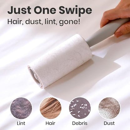 DELOMO Extra Sticky Lint Roller for Pet Hair, 600 Sheets Mega Pack (2 Rollers+ 4 Refills), Pet Hair Remover for Clothes, Couch, Furniture, Bedding, Car Seats - Easy Peel Design for Dog Cat Owners