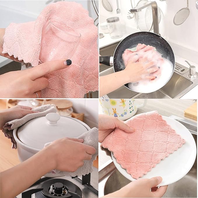 20 Pack Kitchen Cloth, Microfiber Dish Towels Washcloths, Super Absorbent Coral Velvet Dishtowels, Premium Cleaning Cloths,Non-Stick Oil Quick Dry Dish Towels, Soft Tea Towel, Table Cleaning Cloths.