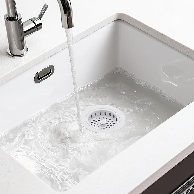 Westbrass A214-50 3-1/2" Post Style Large Kitchen Sink Basket Strainer, Powder Coat White