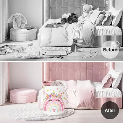 Clastyle Adorable Rainbow Laundry Basket Kids Clothes Book Storage Basket Gift Toy Box for Bedroom Decor,Unicorn,36x45 cm