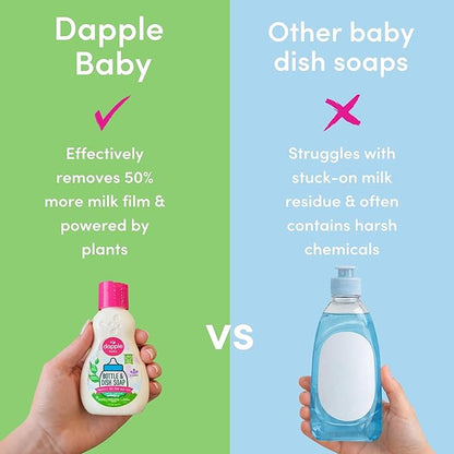 Dapple Baby Bottle Soap, Hypoallergenic Dish Soap for Baby Bottles, Powered by Plants, Travel Size, Fragrance Free, 3 Fl Oz (Pack of 2)