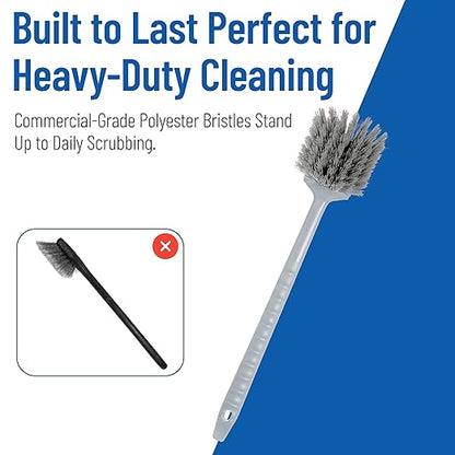 SPARTA 40501EC23 Plastic Large Scrub Brush, Kitchen Brush, Utility Brush With Long Handle For Cleaning, 20 Inches, Gray, (Pack of 6)