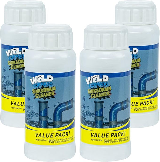 Wild Tornado Pipe Dredge,Powerful Sink Cleaner Powder Fast Foaming for Kitchen Toilet Pipeline Quick Cleaning Tool（4pcs）