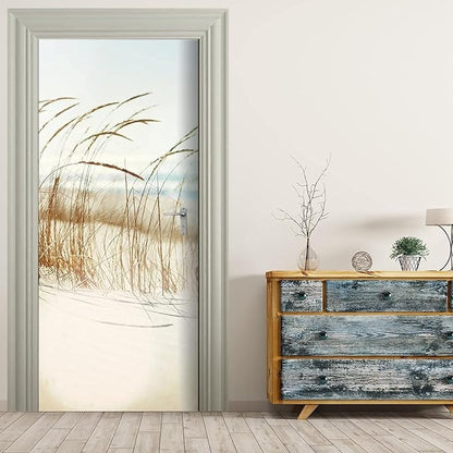 Door Wallpaper Self-Adhesive Poster 3D Picture - Sylter Dune Film Photo Premium PVC Waterproof Sticker Wall for Bedroom Living Room Decoration Stickers 86