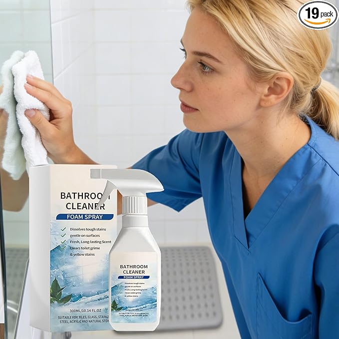 Scale Remover Bathroom Cleaner Foam Spray, Bathroom Descaler Foam Cleaner, Bathrooms and Shower Foamer Aerosol for Tiles, Glass, Stainless (300ml)