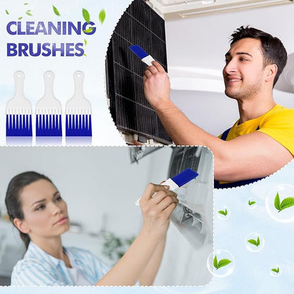 Boao 6 Packs Coil Brush Air Conditioner Condenser Refrigerator Cleaning HVAC Coil Cleaner Small Plastic Whisk Brush (Blue)