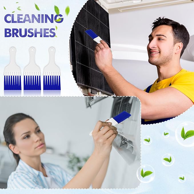 Boao 24 Packs Coil Brush Air Conditioner Condenser Refrigerator Cleaning HVAC Coil Cleaner Small Plastic Whisk Brush (Blue)