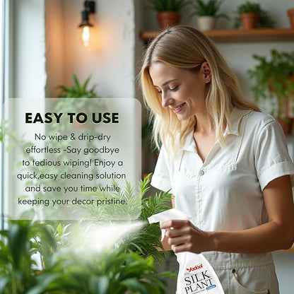 Silk Plant Cleaner Spray No Wipe - Artificial Plant & Silk Flower Cleaner Spray, Dust Remover for Fake Plants, No Wipe, Quick Drying - 16.91oz