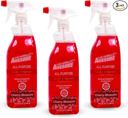 La's Totally Awesome All-Purpose Cleaner Spray, Cherry Blossom, Plant-Based and Biodegradable Formula Perfect for Most Counters, Sinks, Appliances and More, 32 Fl Oz, (Pack of 3)
