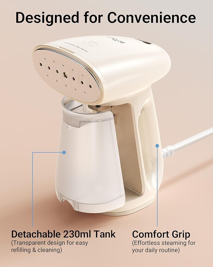 Bear Steamer for Clothes, Handheld Clothes Steamer,1300W Strong Power Garment Steamer with 230ml Tank,Fast Heat-up, Auto-Off, Steam Iron Fabric Wrinkle Remover with Brush for Home and Travel