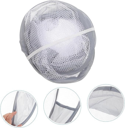 Foldable Wall-mounted Laundry Basket Gray Mesh Storage Bag for Bathroom Bedroom Dormitory Space-saving Hanging Clothes Organizer with Stable Load-bearing and Multifunctional Design