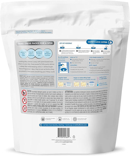 Method Laundry Detergent Packs; Fragrance Free + Clear; Stain Remover that Works in Hot & Cold Water; 42 Packs per Bag; 4 Pack (168 Loads); Packaging May Vary