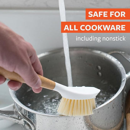 Full Circle Double Dish Brush Set – Durable Scrub Brushes for Dishes, Pots, Pans, and Cast Iron, Includes Be Good & Tenacious C, Sustainable 2-Pack