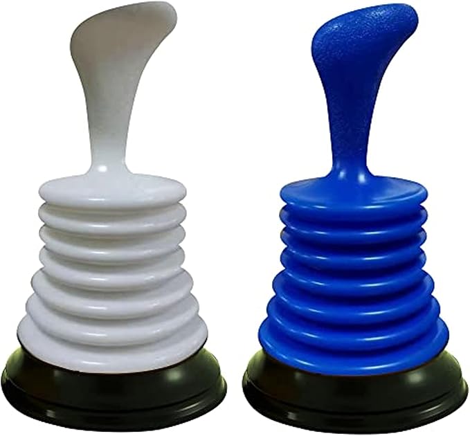 Meadow Lane Small 7" Sink Plunger - Mini Clog Remover for Kitchen & Bathroom Sink Drains - Hand Ergonomic, Space-Saving & Powerful Suction - Universal Fit, Commercial Grade, Blue/White, 2-Pack