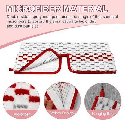 Spray Mop Pads Compatible with Promist Max - Reusable Mop Refills for Oceda Promist Max, Microfiber Double Sided Usable Dry Wet Floor Cleaning (6 Pack Red)