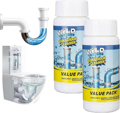 Sink and Drain Cleaner for Kitchen Bathroom Washroon, Powerful Drain Clog Remover, Effective Sterilization and Deodorization (2 Pcs)