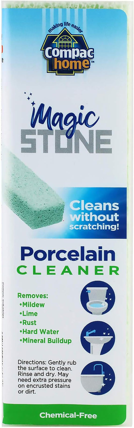 Compac's Magic-Stone Porcelain Cleaning Stick - Toilet Bowl Cleaner, Advanced Green Technology, Handy Toilet Cleaner Easily Scrubs/Removes Stubborn Lime Stains from Porcelain or Bathroom Fixtures (1)