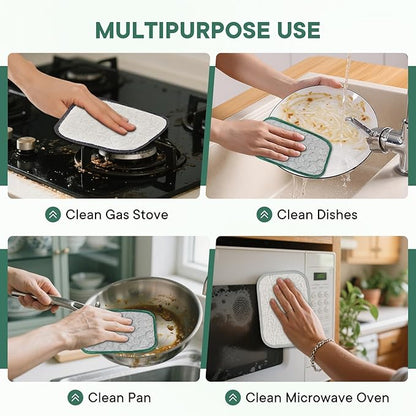 Innovative Dishwashing Cloth 2 Layers(Soft Cotton Layer and Nubbed Wire Scrub Layer)Dish Cloth with Hanging Rope Ideal for Kitchen Cleaning and Housekeeping to Clean Dishes Cookware Sinks Countertops