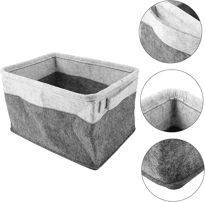 DECHOUS Folding Felt Storage Basket Handles Multifunctional Laundry Hamper Dirty Clothes Organizer Woven Storage Bin for Bedroom and Home Use