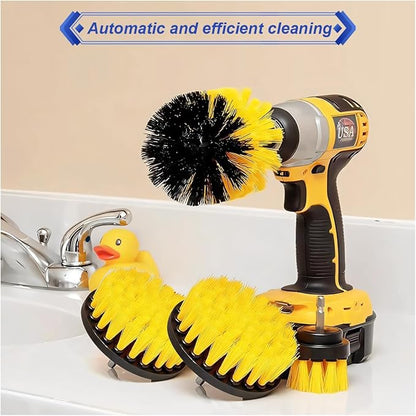 ZIMISI 4PCS Drill Brush Attachment Set, Mult-Purpose Car Wash Brush, Rotary Detailing Brush Set, Car Carpet Cleaner Brushes for Wheel, Grout, Shower, Bathroom, Floor (Yellow)