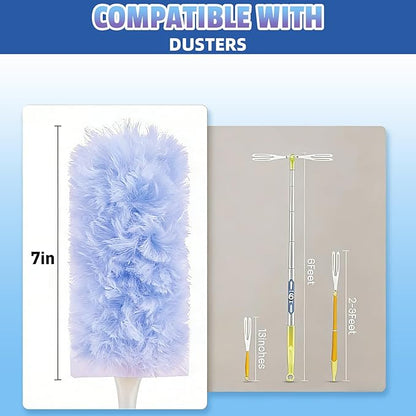 360° Duster Refills Compatible for Swiffer Duster, 20-Pack Heavy Duty Dusting Kit with 1 Extended Handle 3FT + 1 Short Handle, Multi-Surface Cleaning Kit for Ceiling Fans, Bookshelf, Blinds, Furniture