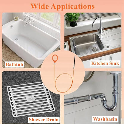 35 Inch Drain Snake Hair Clog Remover Tool, Long Flexible Anti-Break Steel Plumbing Snake, for Bathroom Sink, Shower, Tub, Pipe Drain (4 Pack)