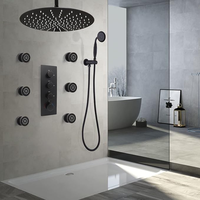 HOMEDEC 2inch Round Brass Showerhead Shower Jet Massage Spa Body Sprays Jets Wall Mount, 6pcs,Oil Rubbed Bronze