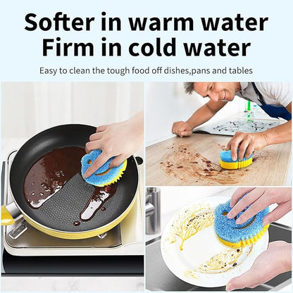 SmilePowo 9 Pack Scrub Sponge, Dual-Sided Temperature Controlled Kitchen Sponge for Dishes,Cute Frog Scrub Sponges Household Cleaning Pads Bathroom Wall Cleaner Multi-Functional Cleaning Sponges