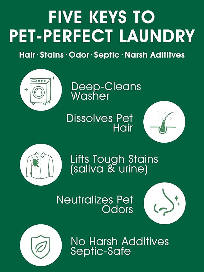 Pet Hair Remover for Laundry - Hair Dissolving Laundry Powder, Laundry Detergent & Stain Remover for Clothes, Dog Hair Remover, Cat Hair Remover, 96.7% Pet Hair Dissolving Rate, 2 Sachets