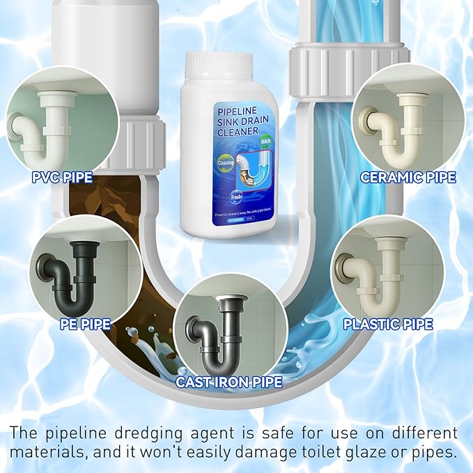 Pipeline Dredging Agent Sink Drain Cleaner - Powerful Quick Cleaning Drain Toilet Cleaner Tool, Unclog Toilet Clog And Kitchen Sink Pipe Unblocker Powder (1pc)