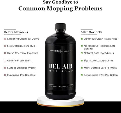 Fragrances - Luxury Mop Soap (Bel-Aire) 32 Oz – Bel-Air Scented Floor Cleaner for Mopping – Pet Safe, Best Smelling Mop Detergent for All Surfaces