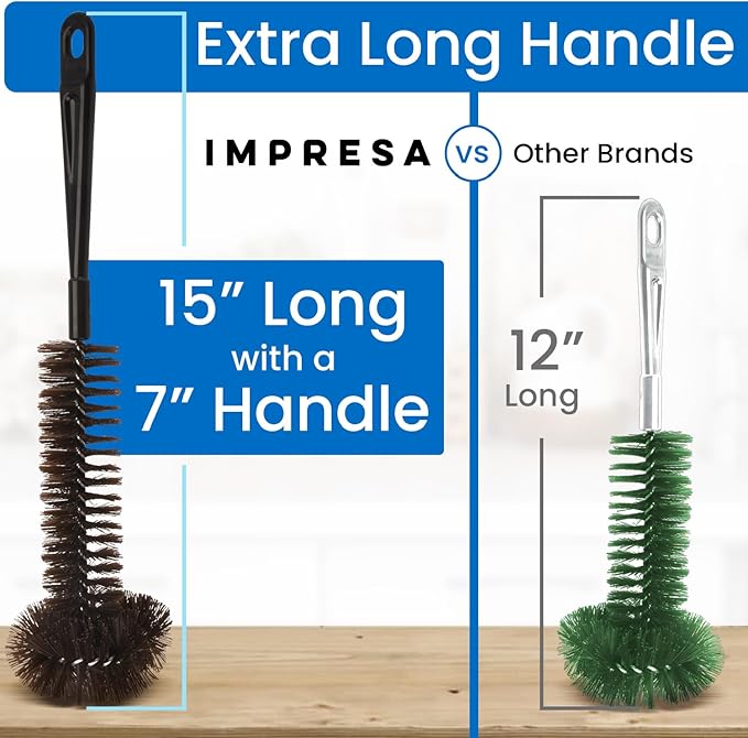 IMPRESA Garbage Disposal Cleaning Brush - Black Extra-Long Handle & Drain Cleaning Brushes - Scrubbing Tool & Odor Eliminator - Universal Garbage Disposal Cleaner & Disposer Cleaner