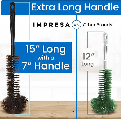 IMPRESA Garbage Disposal Cleaning Brush - Black Extra-Long Handle & Drain Cleaning Brushes - Scrubbing Tool & Odor Eliminator - Universal Garbage Disposal Cleaner & Disposer Cleaner