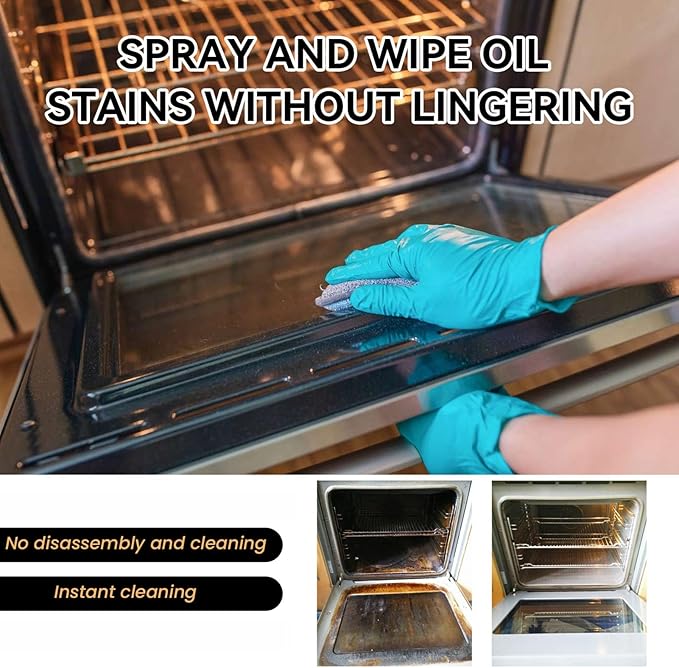 Oven & Grill Cleaner Spray - Oven and Grill Cleaner Heavy Duty Spray, Kitchen Heavy Duty Oil Stain Remover, Grill and Smoker Cleaner and Degreaser, Multi-purpose Stubborn Stains Cleaner (2)