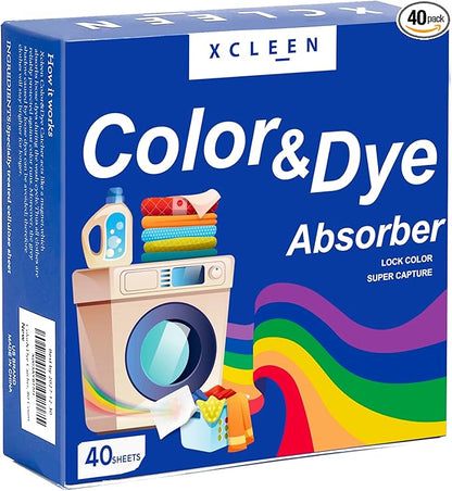 Xcleen Color Absorber for Laundry-Protect Your Clothes from Color Bleed and Stains-40 Count