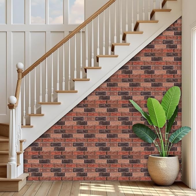 3D Wall Panels Peel and Stick,Faux Brick,Waterproof Self Adhesive Decorative Wall Panelsfor Interior Wall Decor,Living Room,TV Background,Study Room,Fireplace,Bedroom 10 Pcs 30x30cm
