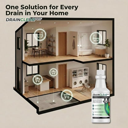 DrainClear Pro Enzyme Drain Cleaner 32oz - Enzymatic Formula Digests Grease, Waste & Odors - Safe for Pipes and Septic Systems - Biodegradable Drain Treatment for Home & Commercial Use