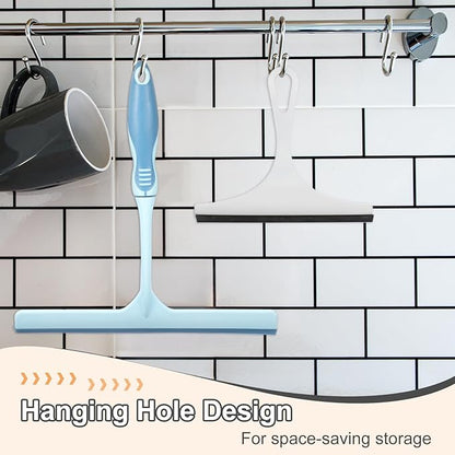 HARFINGTON Shower Squeegee 9.6 Inch Length Water Blade Cleaner Tool Household Mirror Squeegee with Hole for Windshield Window Cleaning Glass Door, Beige